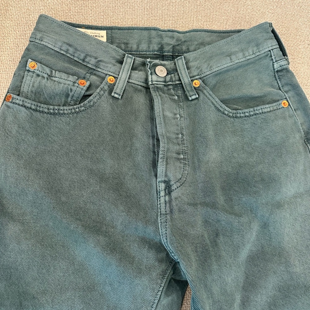 Levi’s 501 Cropped Jeans Boho Green Size 26 - Picture 4 of 14